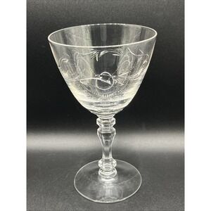 Pair of Two Tiffin Franciscan 'Lyndley' Cut Crystal‎ Goblet Glasses Vine Etching